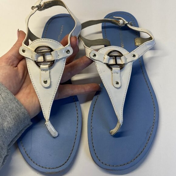 Tommy Hilfiger White Flat Strappy Sandals (size 9.5) - Picture 1 of 6